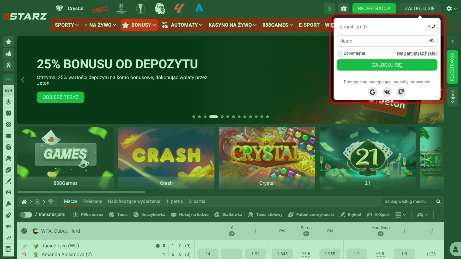 Zaloguj się bezpiecznie na oficjalnej stronie 888starz, aby wpłacić środki.