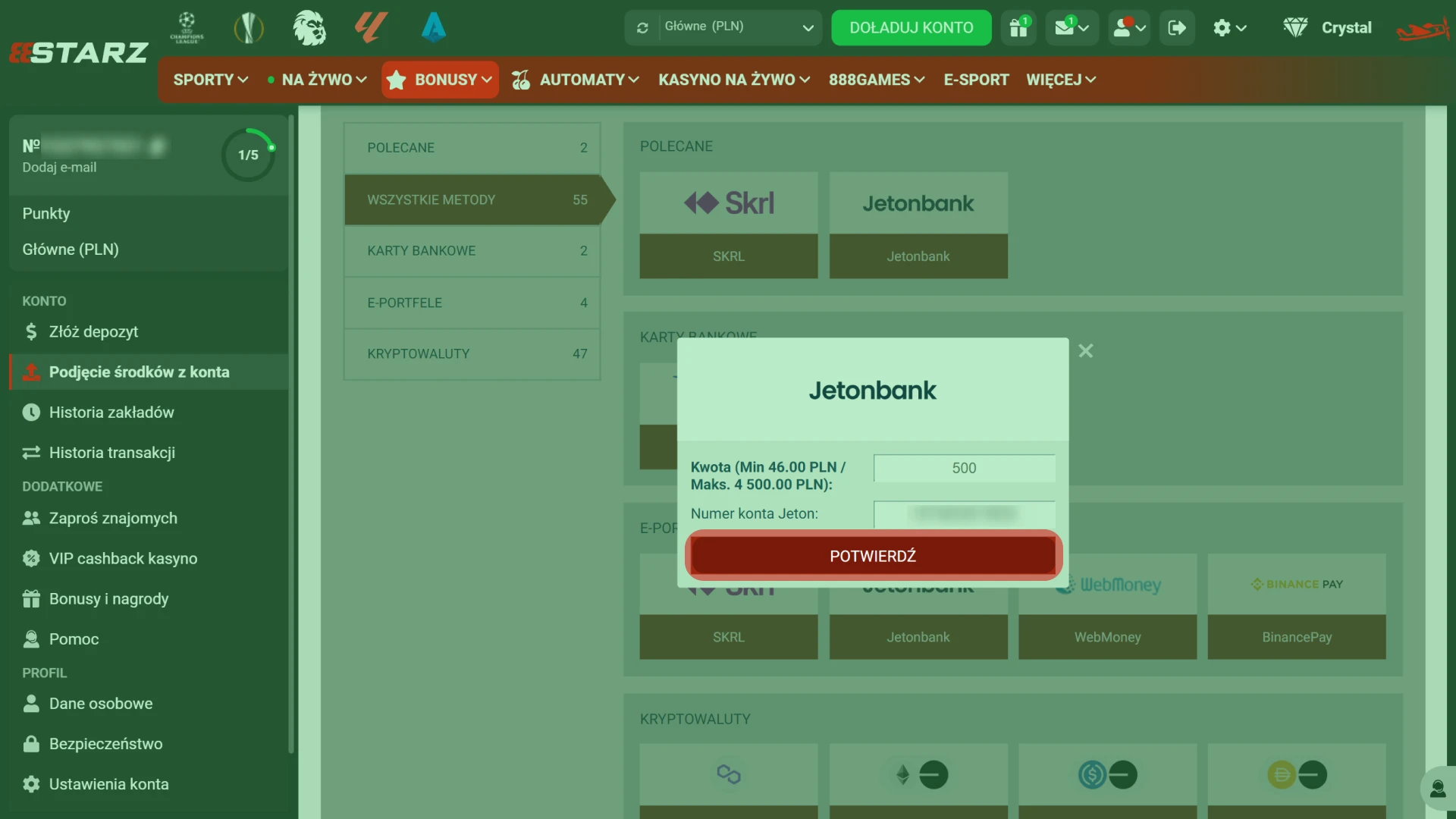 Monitoruj status swojej wypłaty na oficjalnej stronie 888starz każdego dnia.